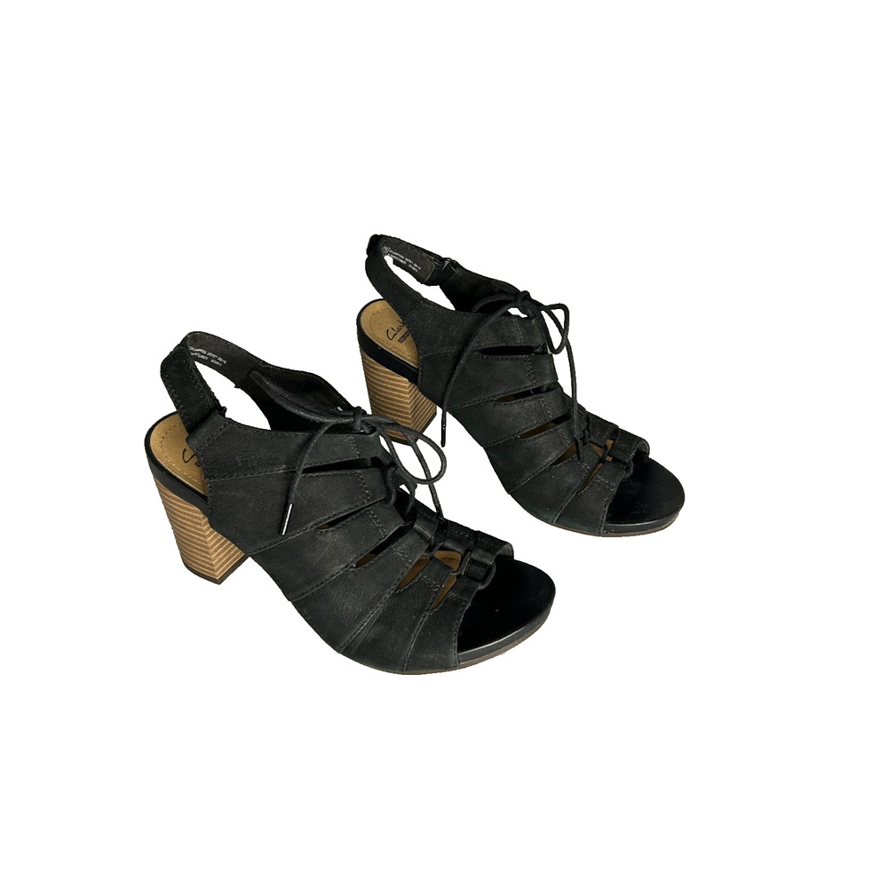 Clark’s Collection Soft Cushion Slingback 3.5" heel, Size 7.5, Blk, w ties